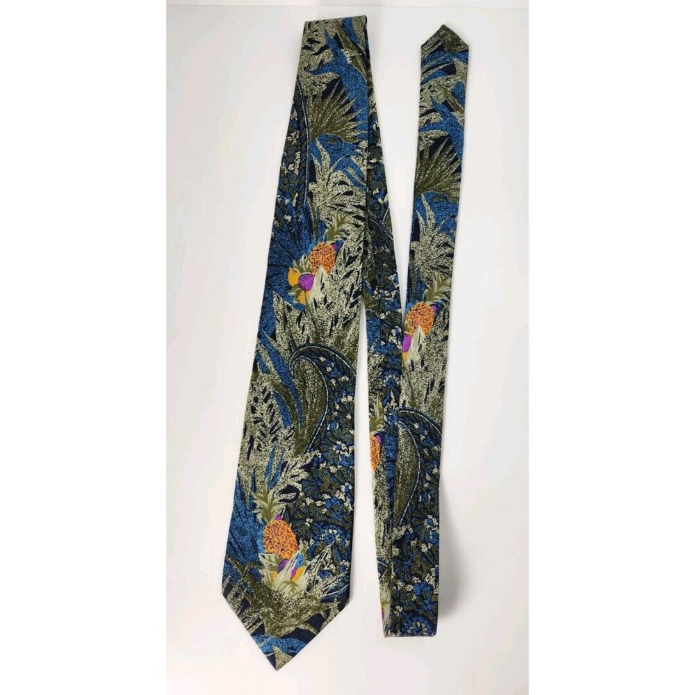 VTG Lorenzo 1964 Abstract Pineapple Print Tie 100% Silk Made In Italy‎ 59"x 3.5"